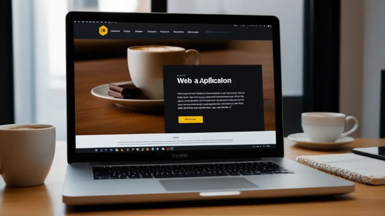 Laptop muestra definición de aplicaciones web