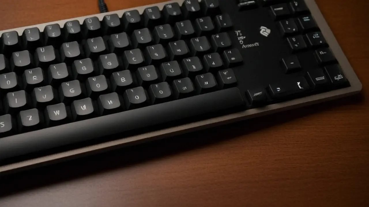 Teclado QWERTY con tecla backslash en detalle