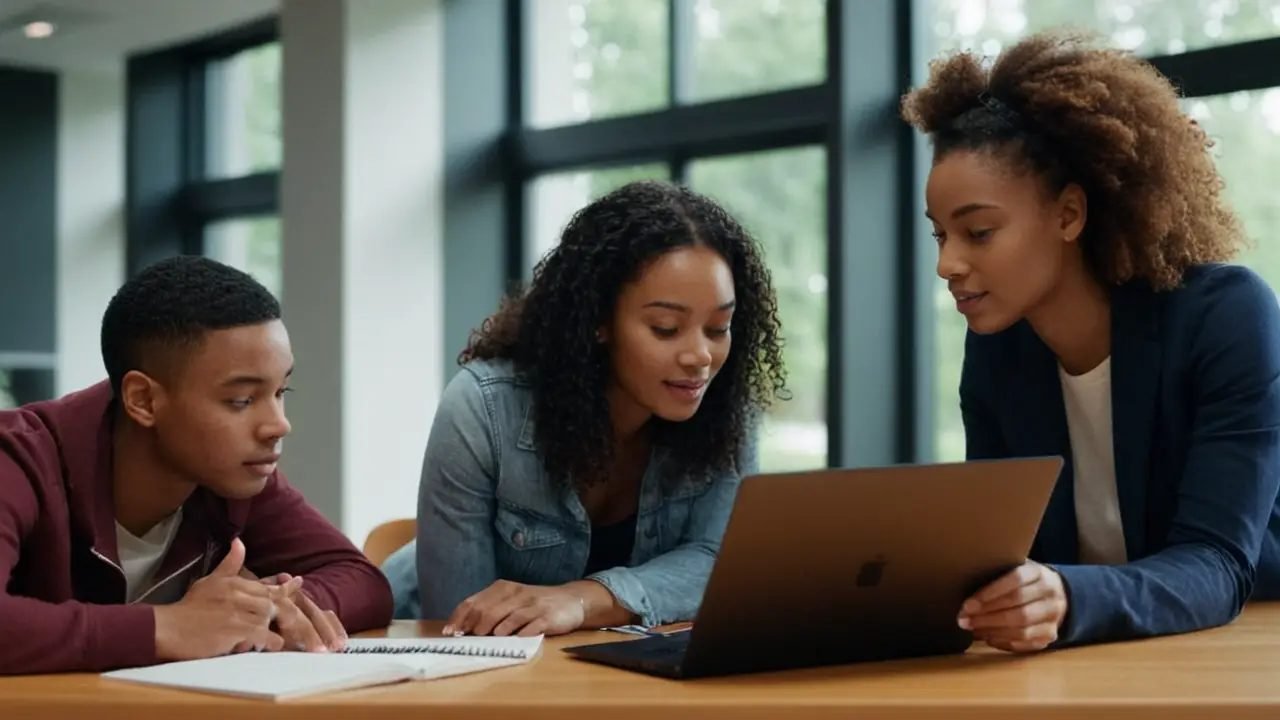 Estudiantes interactúan en aprendizaje en línea