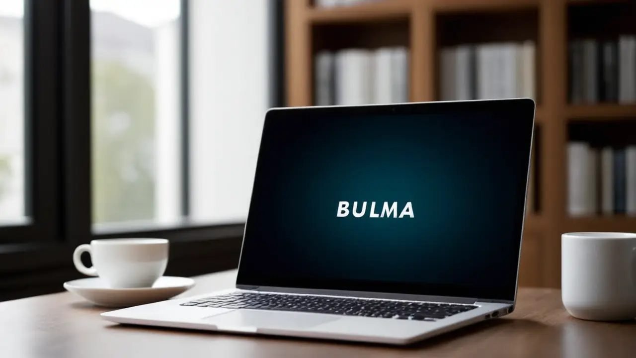 Laptop mostrando sitio Bulma realista