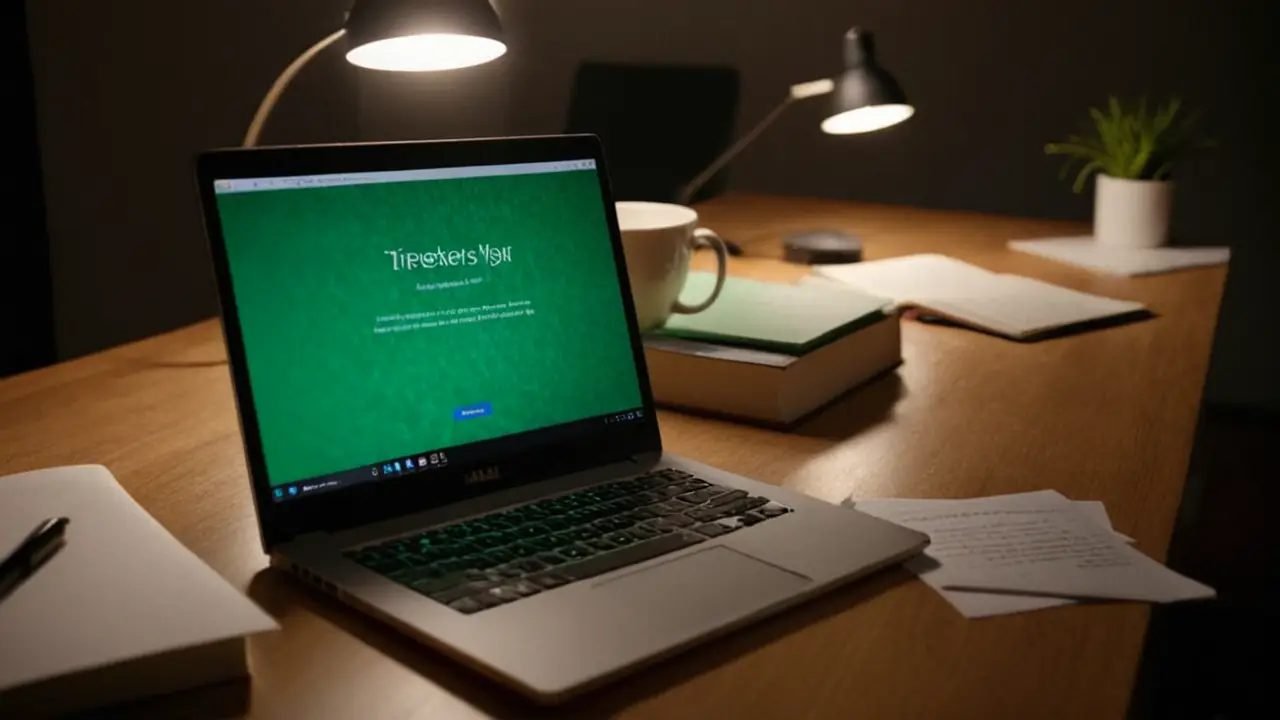 Programador codificando en escritorio desordenado