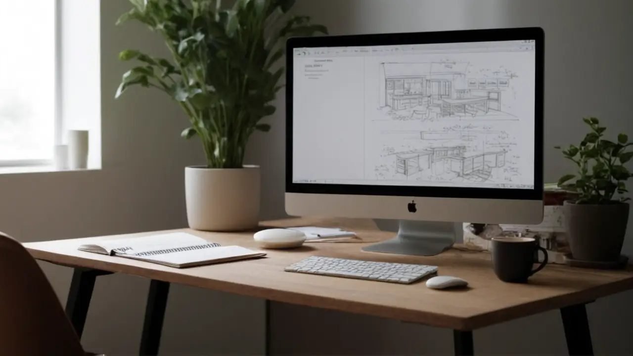 Desarrollador en home office realista