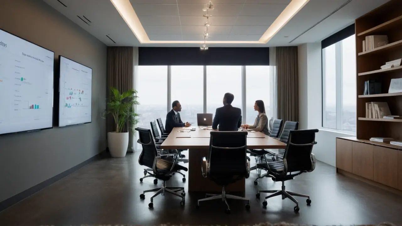 Oficina moderna con reunión innovadora
