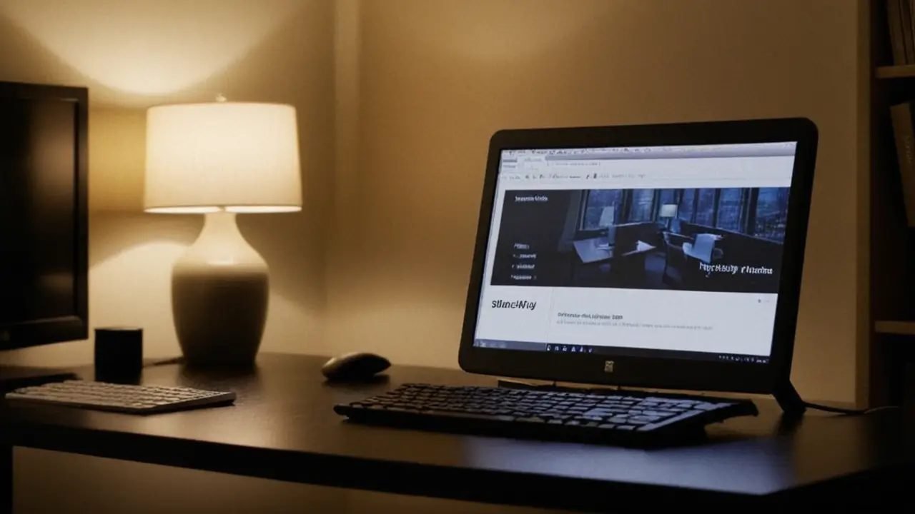 Escritorio con teclado y monitor en uso