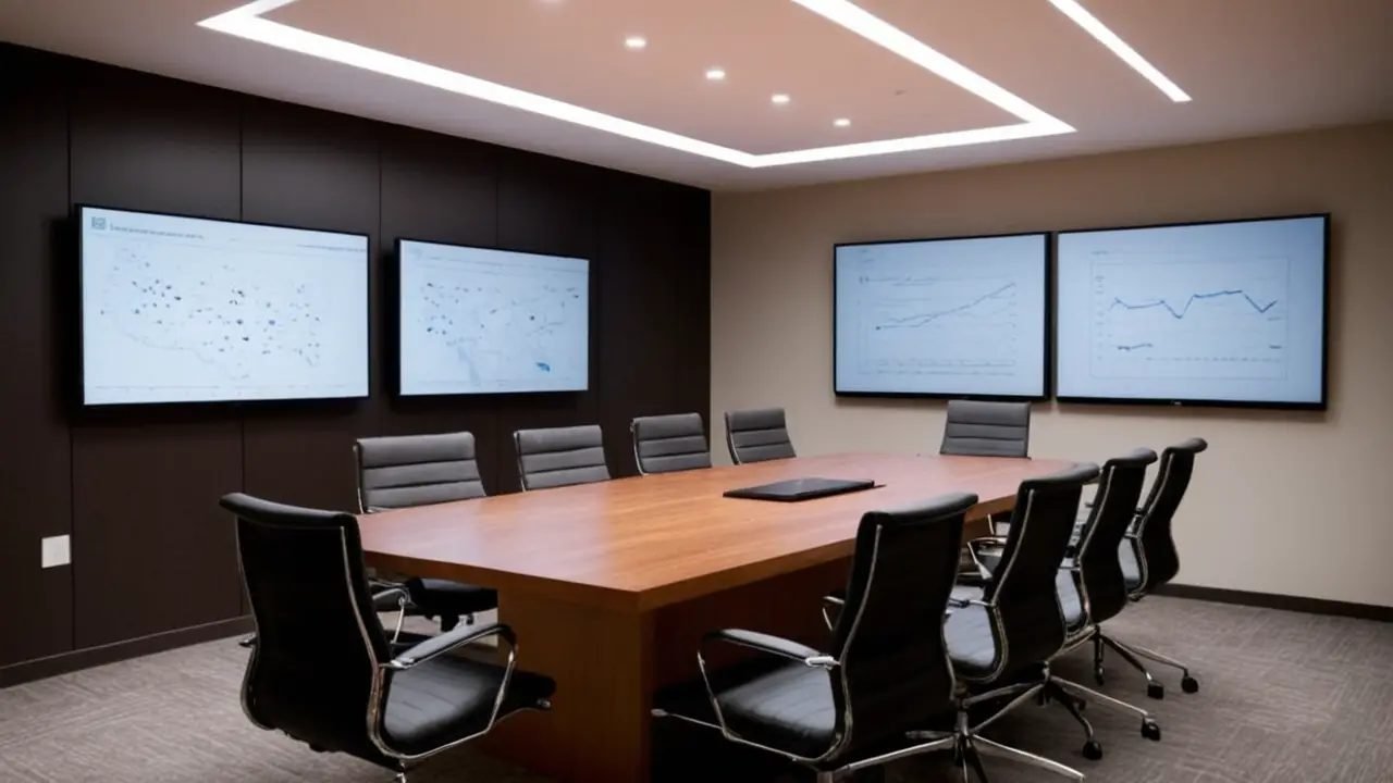 Sala de conferencias moderna y dinámica