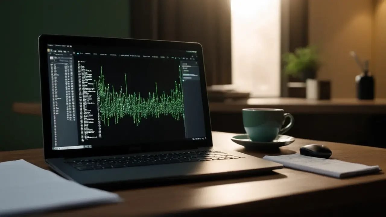 Programador codifica en escritorio desordenado