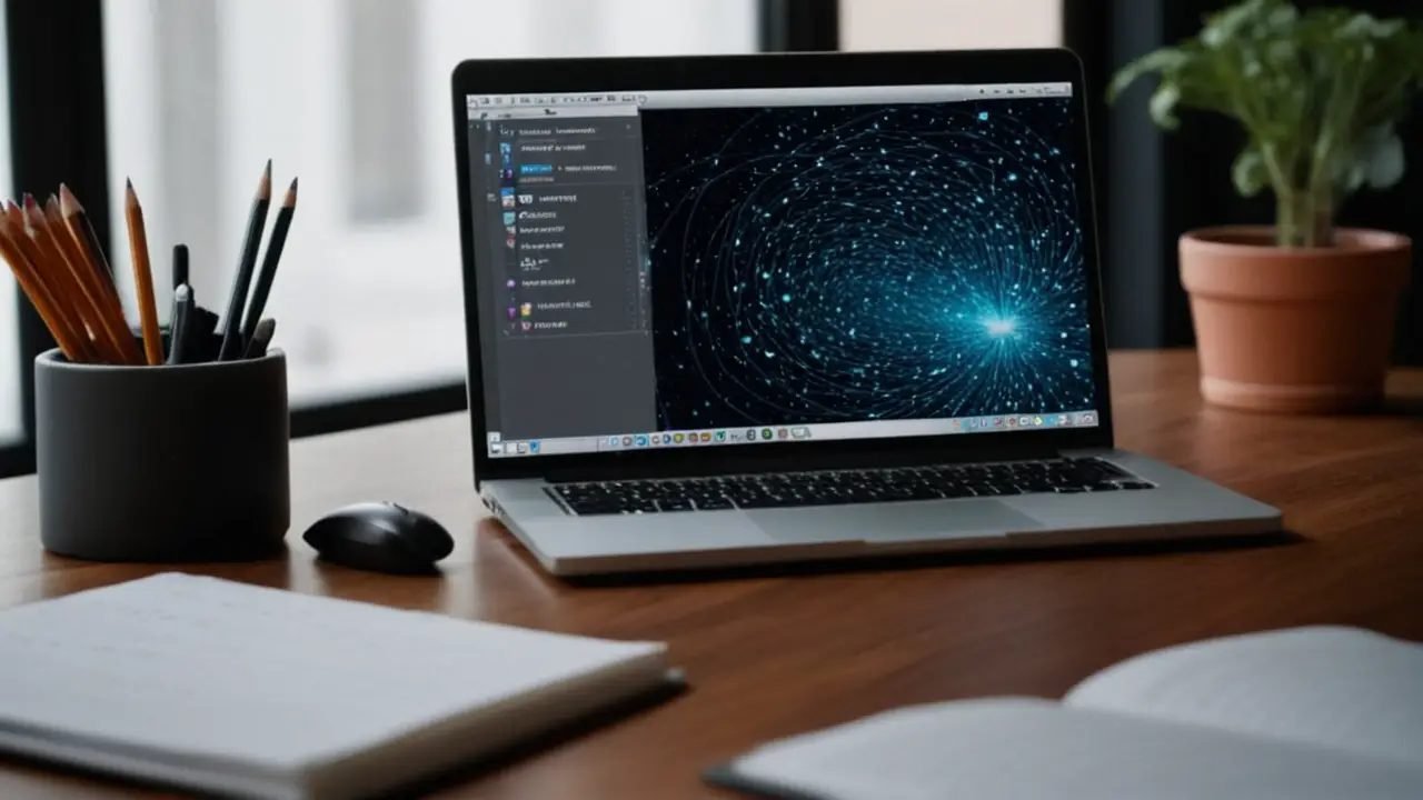 Escritorio moderno con laptop de diseño