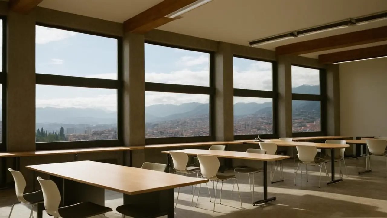 Aula universitaria colombiana con clase de IA