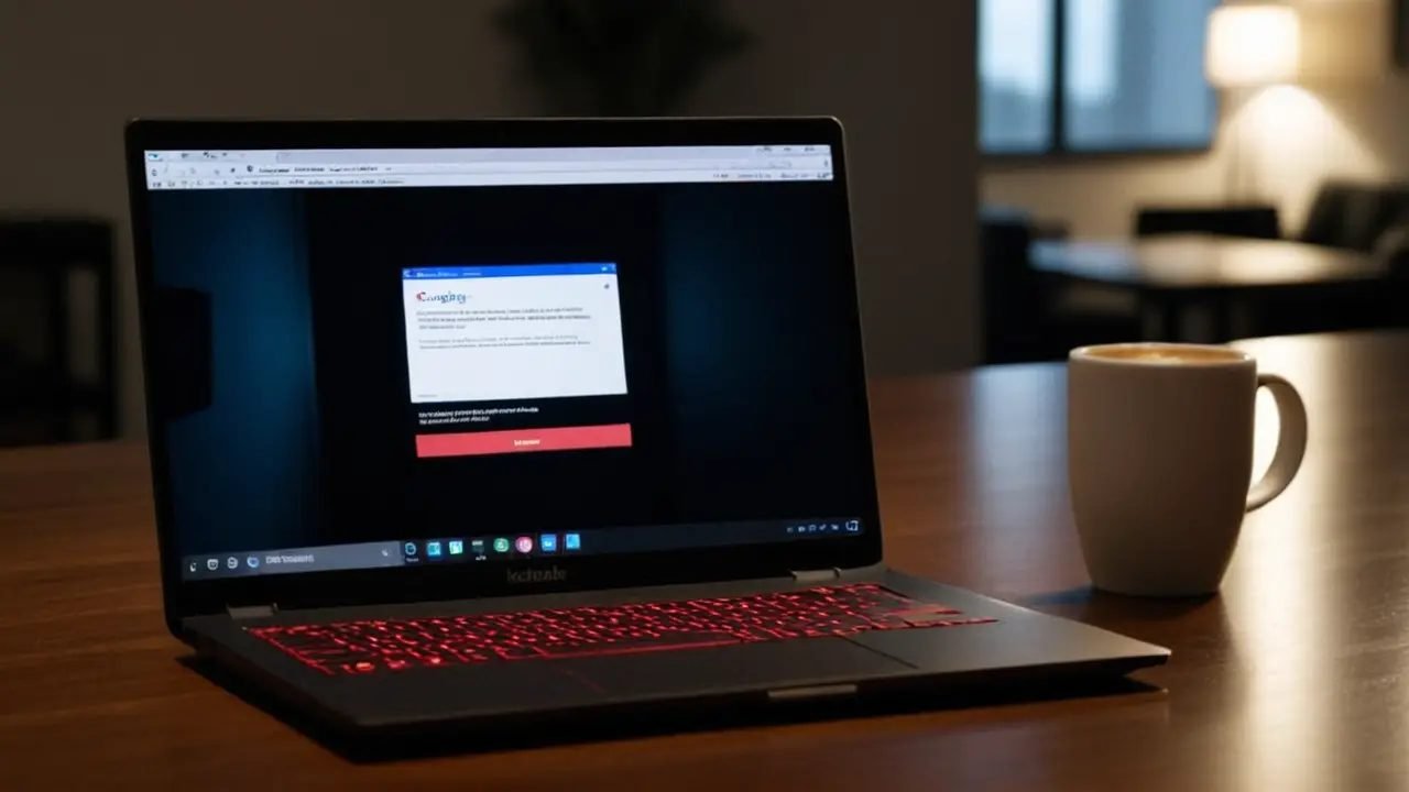 Pantalla de laptop muestra error en Chrome