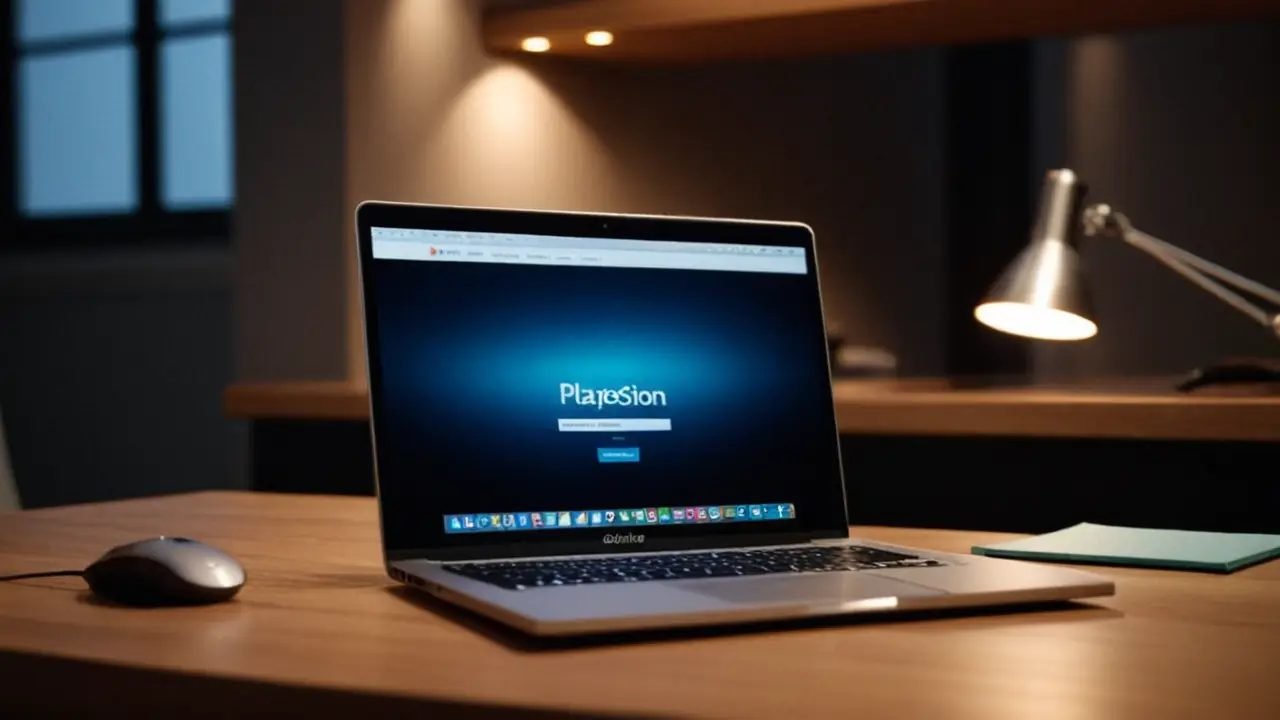 Laptop con Platzi en escritorio de madera