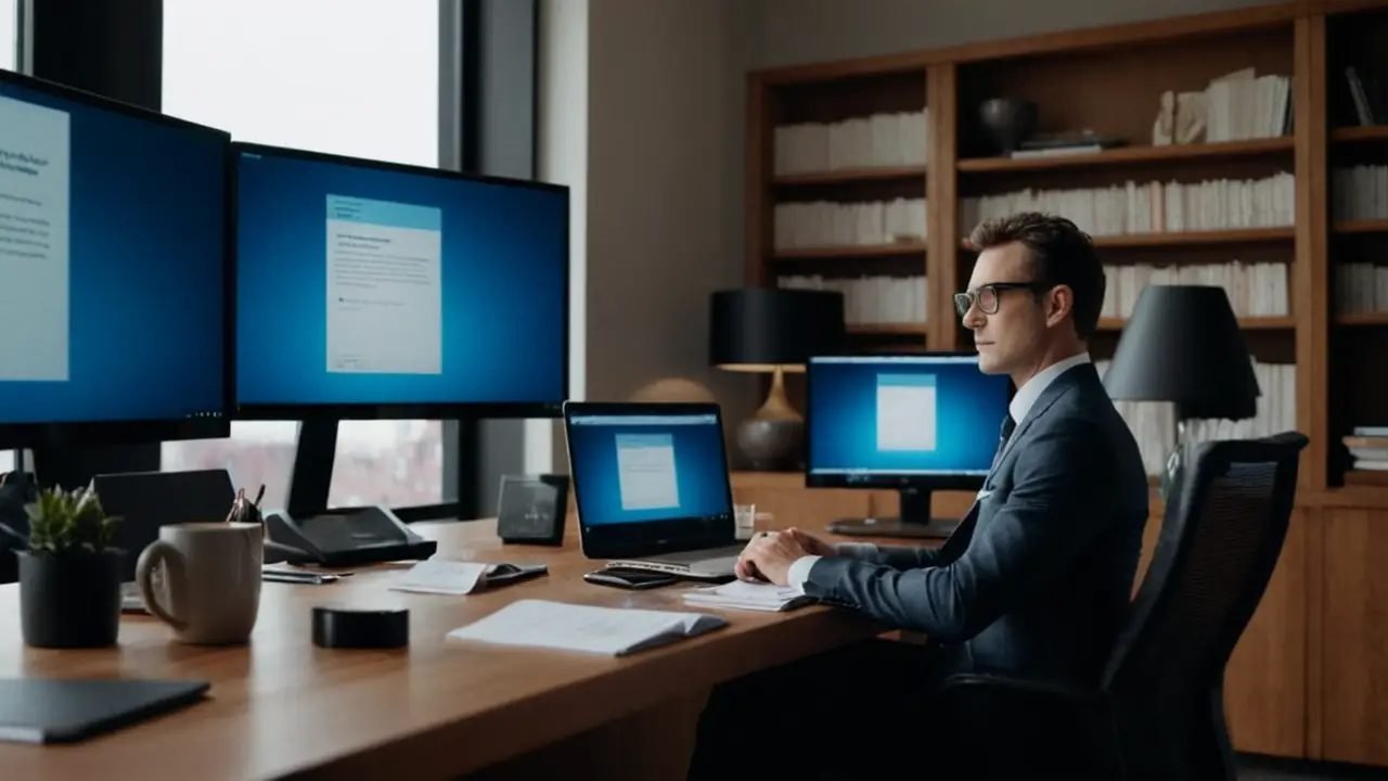 Profesional revisa ofertas de Platzi en laptop