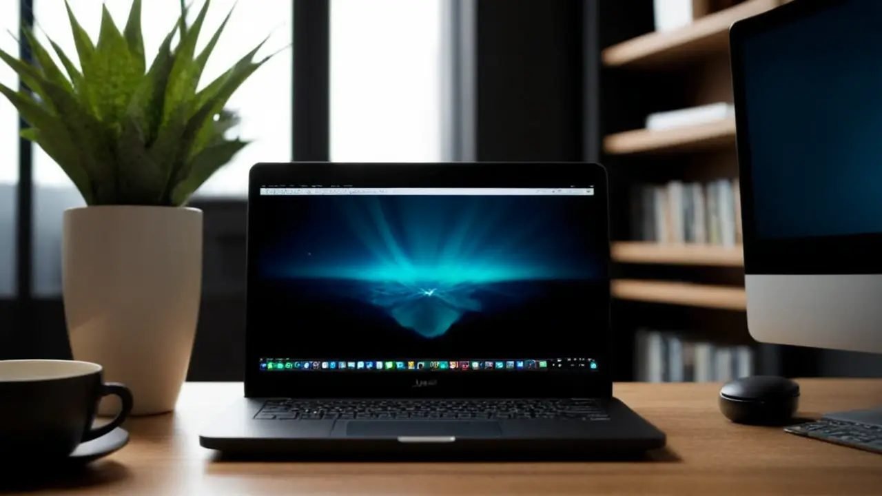 Desarrollador codificando en laptop con detalles