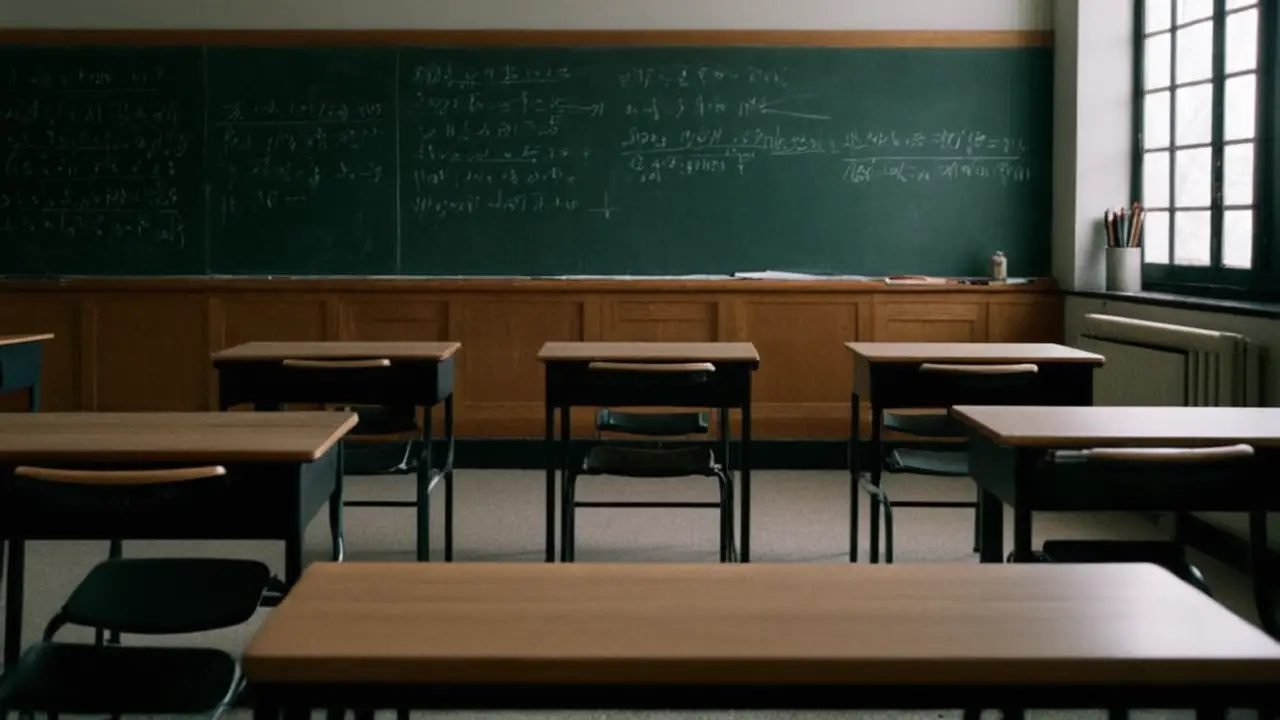 Aula de matemáticas con exponentes y estudiantes