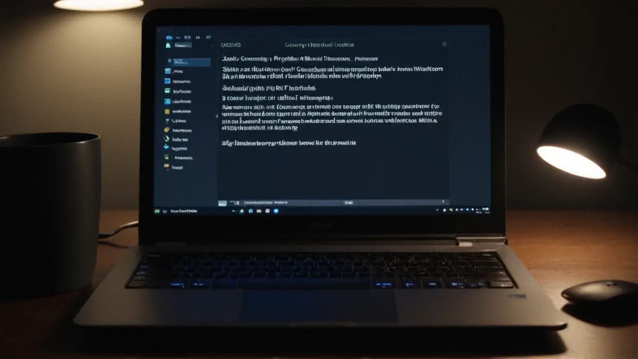 Escritorio desordenado con teclado y portátil
