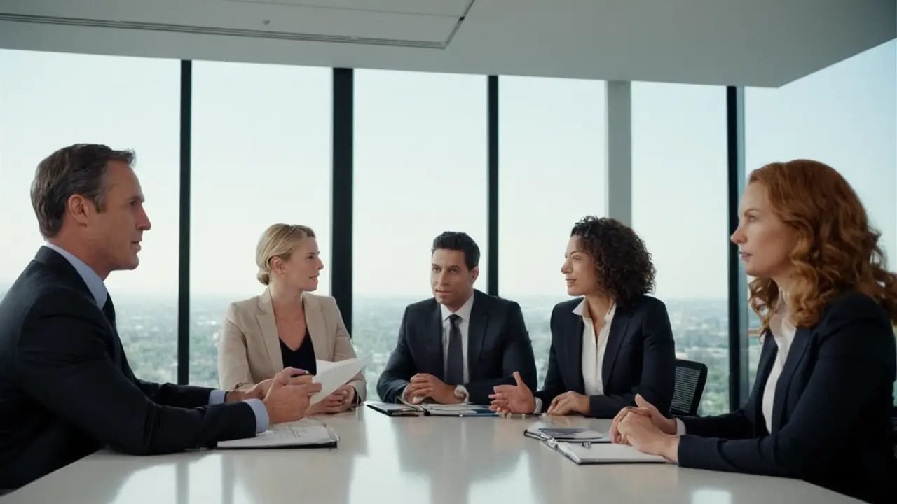 Profesionales en reunión colaborativa