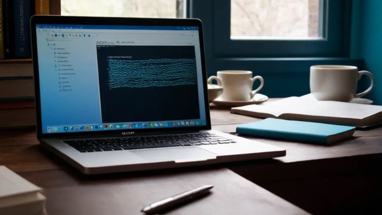 Oficina casera soleada con código Python