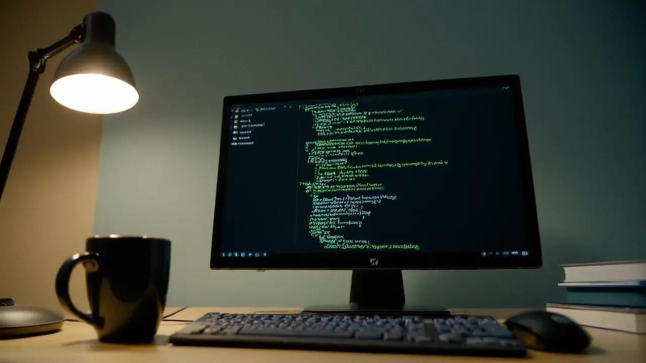 Programador concentrado codificando en oficina realista