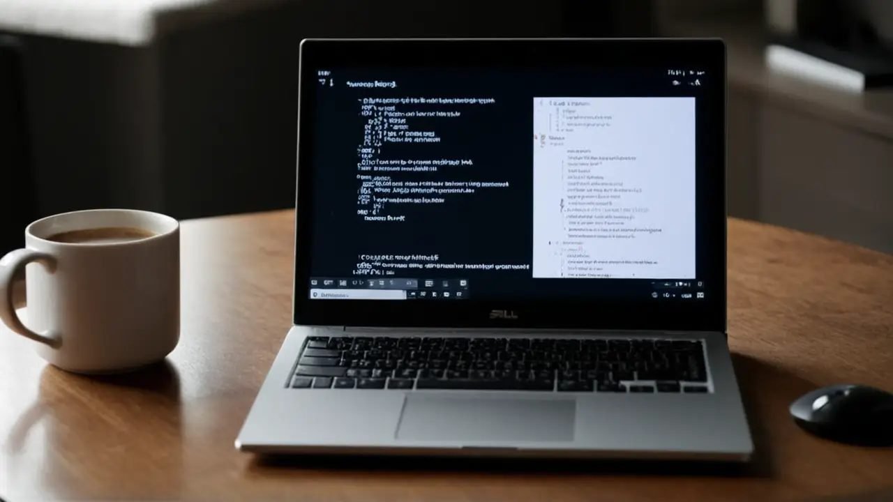 Laptop Windows mostrando guía WSL 2